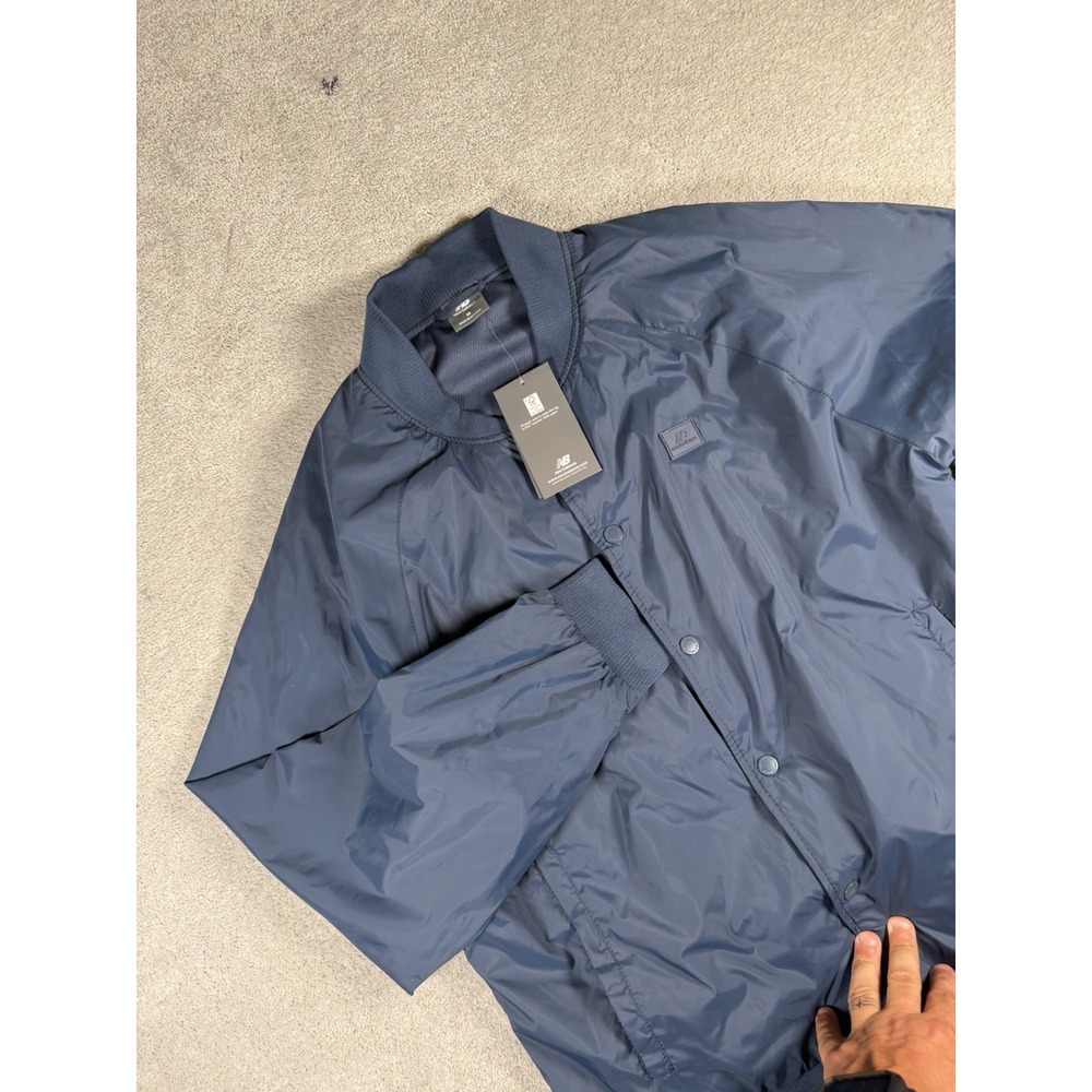 New Balance Jacket Mens M Blue Satin Varsity Bomber Lined Wind Jacket NB NWT